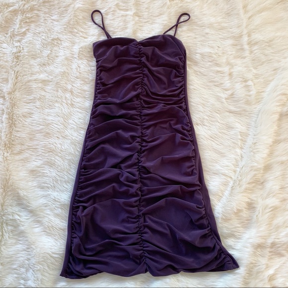 Charlotte Russe ruched dress with bow back purple - Picture 1 of 6